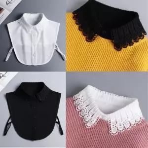 세로 레이스 넥카라 페이크 셔츠 셔츠카라 레이스카라 목카라 넥카라 레이어드카라