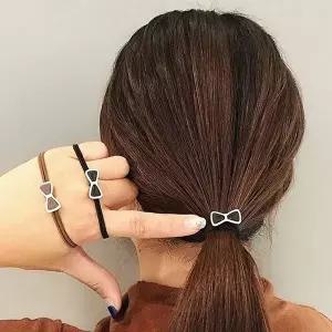 2P 리본 헤어 세트 매듭 당고 여자 고무줄 끈 리본머리끈 머리고무줄-WFISARG