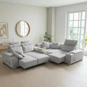 루엔 5인 모션쇼파 전동 슬라이딩 확장형 리클라이너 기본형 풀세트 (콘솔박스 일반형포함)