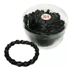 꽈배기 반짝검정고무줄 30P 코사지 헤어밴드