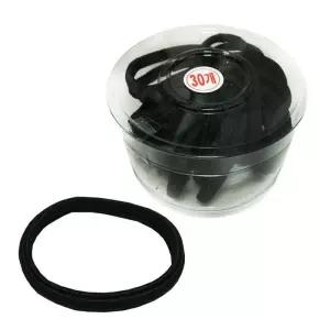 매듭없는 납작주름 검정고무줄 30P 코사지통 머리끈