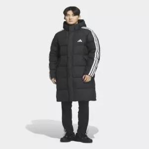 adidas 3-스트라이프 레귤러 핏 롱 다운 패딩 - 블랙 / JZ8731