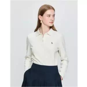 헤지스 HAZZYS LADIES [25FW][아이코닉] 클래식핏 더블페이스 긴팔 폴로셔츠 아이보리 HSTS5DC81IV 403968
