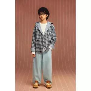 국내배송 ZARA 자라 주니어 키즈 체크 후드 오버셔츠 블루 1630820400 1686374