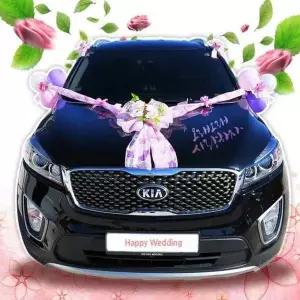 [셀러에이드]웨딩카 플라워 장식 특대 핑크 셀프웨딩 카 결혼식 차 장식품