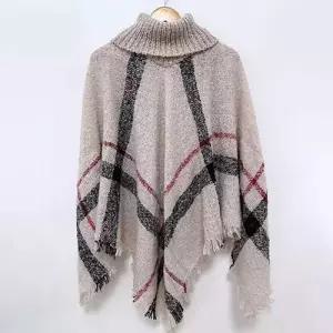 여성용 하이넥 케이프 숄 가디건 망토 담요 WFLHDBB
