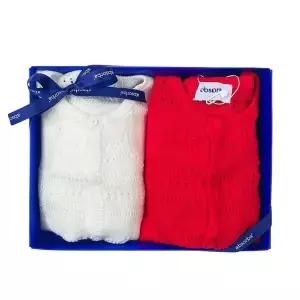 [압소바] 2026SS럭키 니트가디건(화이트 빨강)2종 쌍둥이세트 (A3A1123603)