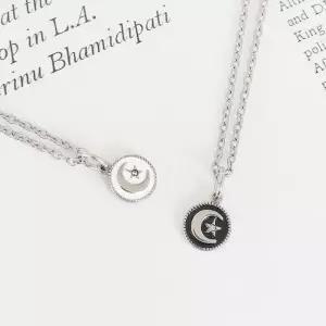 [벨가] 써지컬스틸 블랙 화이트 달 별 코인 목걸이