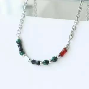 [벨가] 써지컬 마노석 그린석 꽈배기 체인 목걸이