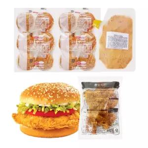 닭다리살 통살치킨버거 만들기세트(빅벅소스) 9~10인분 /햄버거 햄버거세트 치킨패티