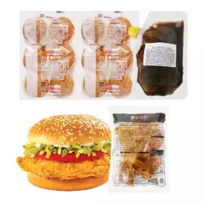 닭다리살 통살치킨버거 만들기세트(불고기버거소스) 9~10인분 /햄버거 햄버거세트 치킨패티
