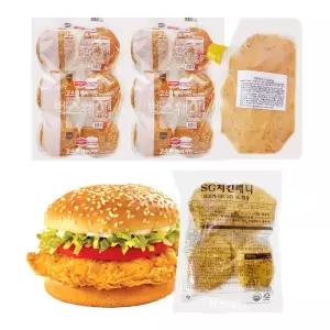 닭가슴살 통살치킨버거 만들기세트(빅벅소스) 10인분 /햄버거 햄버거세트 치킨패티