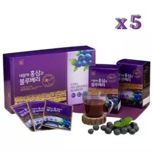 상큼한 블루베리 홍삼 혼합 음료 데일리 루틴 50ml 30포x5박스