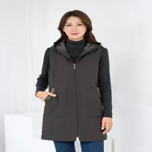 [모슬린]엄마옷 캐주얼 후드 롱 조끼 509FGH152 마담중년여성빅사이즈50대60대