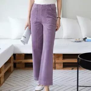 [신세계라이브쇼핑][옷자락] 여자 반하이 겨울 골덴 버튼 포켓 뒷밴딩 일자 통 바지