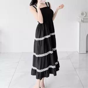 여성 스모크밴드 레이스 캉캉 롱 원피스