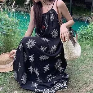 루즈핏 끈나시 롱원피스 여름 데일리룩 여성 원피스 (WFJ5V5V)