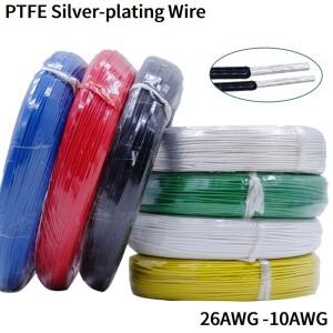 5M/10M PTFE 실버 도금 와이어 10AWG - 26AWG 고순도 OFC 전자 HiFi 오디오 스피커 헤드폰 DIY 신호 구리