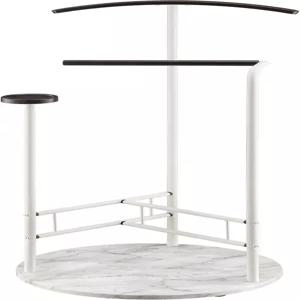 프로맨 제품 스칸디아 발렛 스탠드 의류 선반 트레이가 있는 정리함 행거 및 바지 바 나무 금속 흰색