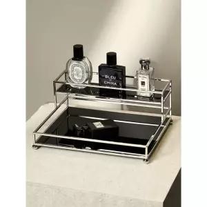 가정용 호텔 진열대 화장품 고급 와이드 향수 브러쉬 트레이 수납 사각 2단 선반