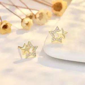 반짝이 별 귀걸이 큐빅 포인트 스테디 이어링