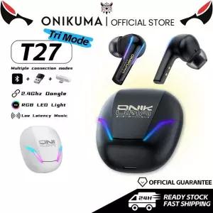 ONIKUMA T27 무선 이어폰 2.4GHz 듀얼 모드 이어버드 충전 가 있는 낮은 대기 시간 게임용 헤드셋 터치 컨