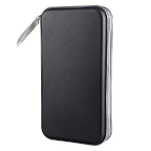 Siveit CD 케이스, DVD 케이스 홀더 96개 용량 하드 플라스틱 디스크 보관 바인더 지갑 자동차 홈 오피스 여행용 (블랙)