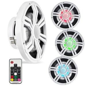 벨바 BMSS10RW 800W 피크(400W RMS) 10인치 얕은 해양 서브우퍼, 보트용 멀티 컬러 LED 조명 포함 /ATV /UTV /SxS / Powersport