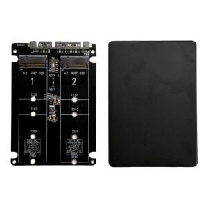 듀얼 M.2-SATA3.0 어댑터 M.2 SATA 프로토콜 SSD 2 포트 NGFF B 3.0 6Gbps 변환기 카드 케이스