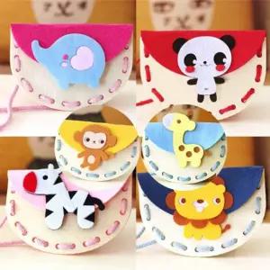 DIY펠트 실꿰기 끈가방(동물 하늘가방 기린) PA328__기린__열개