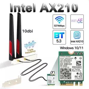 Wi-Fi 6E AX210 WiFi 카드 Intel AX210NGW 용 5374Mbps Bluetooth 5.3 어댑터 PC 용 802.11ax 2.4G/5Ghz/6G
