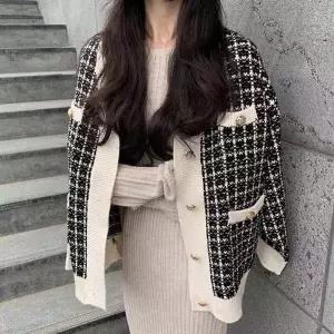 [하프클럽/]엘레강스 트위드 골드버튼 크롭 가디건 SSH-098