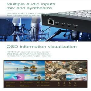 SDI HDMI 비디오 스위처 멀티 카메라 라이브 스트리밍 프로덕션 방송국 지원 마이크 라인 아웃 캡처 녹화