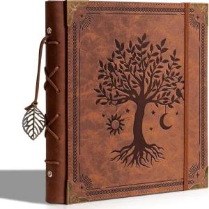 빈티지 사진 앨범 4x6 가죽 스크랩북 글쓰기 공간 포함 120장 및 30장 DIY 종이 메모리 기념 여행 휴가