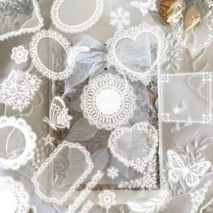 130개의 PCS 스크랩북 스티커 - 빈티지 스타일 투명 방수 PET 빅토리아 시대 장식을 위한 저널링 웨딩 사진