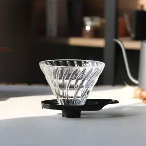 [룽스]글라스 커피 드리퍼 핸드드립기구 블랙 V60 VDGR-02B