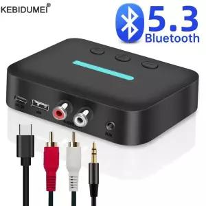 호환  USB Bluetooth 5.3 오디오 수신기 어댑터 무선 스테레오 음악 3.5mm AUX RL RCA 데스크탑 스피커 앰