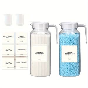 2Pcs 세탁 세제 디스펜서 직워터 연화제  상자 측정 컵 비누 표백제 컨테이너