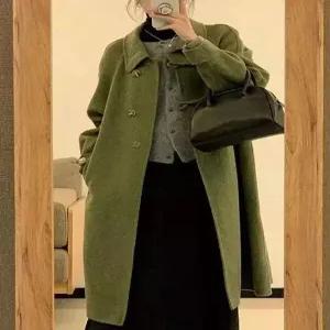 여자코트 모직 그린 코트 가을 겨울 하프 원템4