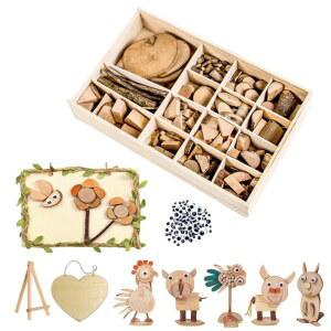 EVDBOO DIY 우드칩 공예 키트 - 자연스러운 나무 조각으로 아이들의 창의력을 향상시키는 느슨한 부품 놀이 도구