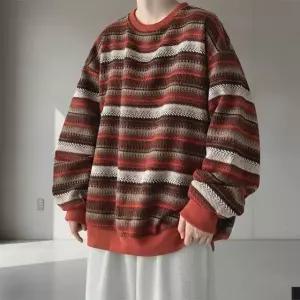 (당일출고) 오버핏 에스닉 스트라이프 단가라 봄 가을 니트 맨투맨 1