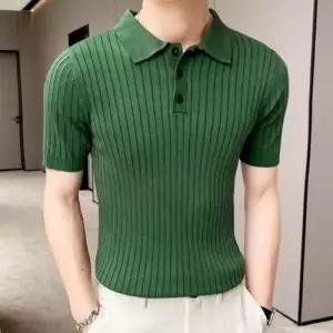 남성 니트티 유단추 캐주얼 반팔 데일리 카라 남성니 WFLRHCJ