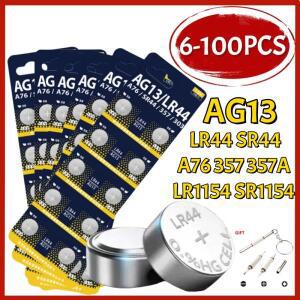 6-100PCS AG13 LR44 A76 357A 버튼 셀 코인 알카라인 배터리 1.55V SR44SW L1154 SP76 pila 303 시계 장난