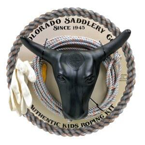 콜로라도 새들러리 주니어 로핑 키트 - 라소 로프, 스테이킹이 있는 더미 스티어 헤드, 라리아트 스몰 글러브 포함 어린이용 로데오 세트