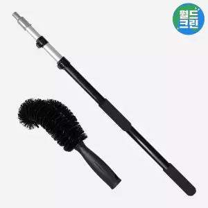 [월드크린] 코브라 거미줄 제거 솔 + 블랙 폴대 장대 2.4m 벽 천장 간판 먼지 청소