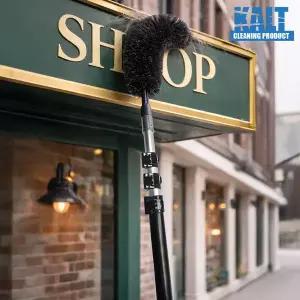 [월드크린]칼트 올블랙 거미줄 제거 솔 + 블랙 폴대 장대 5.4m 높은 곳 먼지 청소 브러쉬