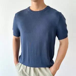 [하프클럽/코디제이]M에어 쿨스킨 무지 라운드 반팔니트 통기성좋은 여름니트 댄디 남친룩 캐주얼 데일리