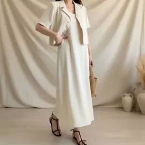 [다잇템] 여성 빅사이즈 드레스 봄여름 마원단 블레이저와 롱 세트