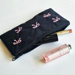 필통파우치 자수 슬림 이너파우치 미니파우치 리본 생리대파우치 리본파우치