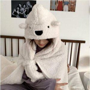 곰돌이후드담요겨울담요망토담요후드담요입는담요무릎담요양털담요블랭킷사무실담요